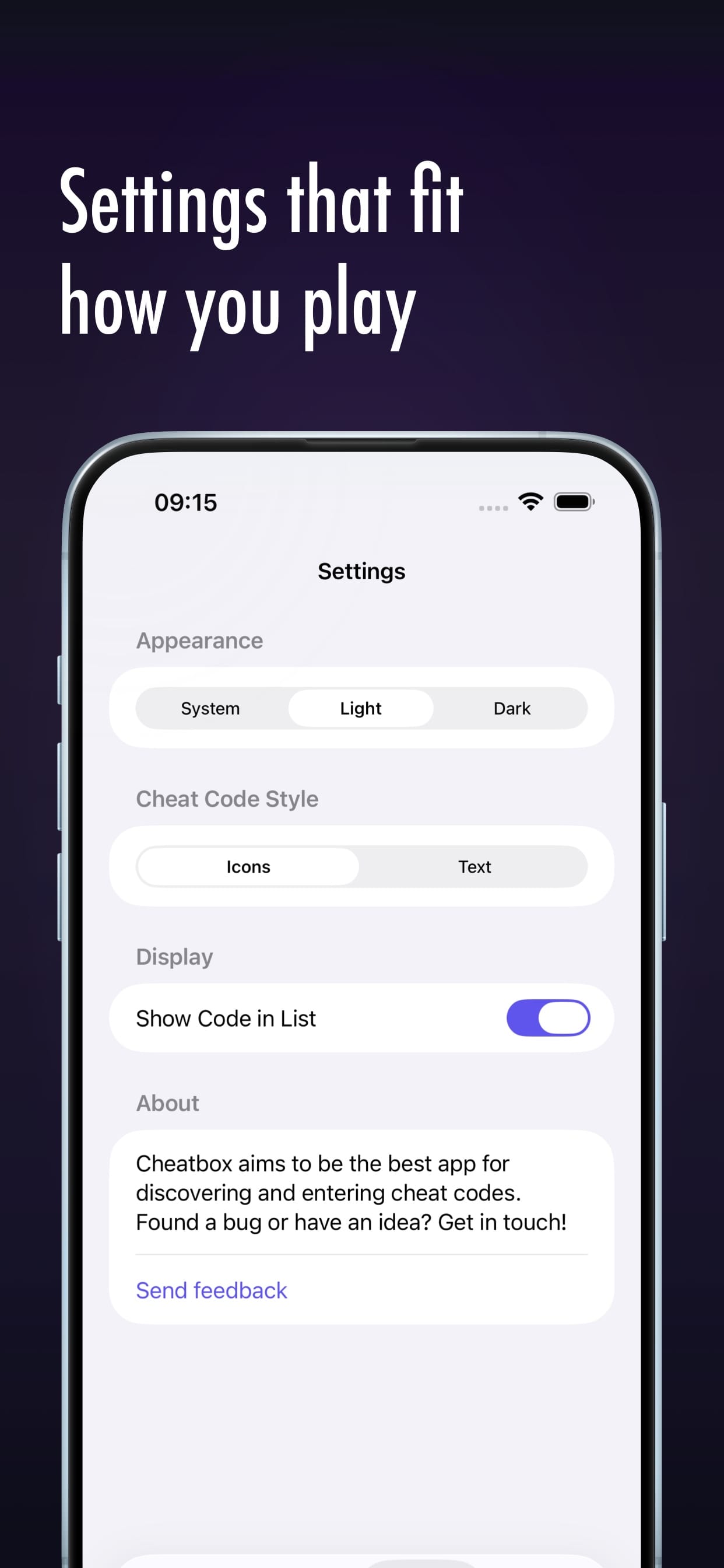 Settings that fit how you play